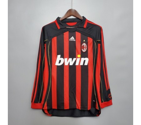 AC Milan 06/07 Home Red&Black Long Sleeve Soccer Jersey